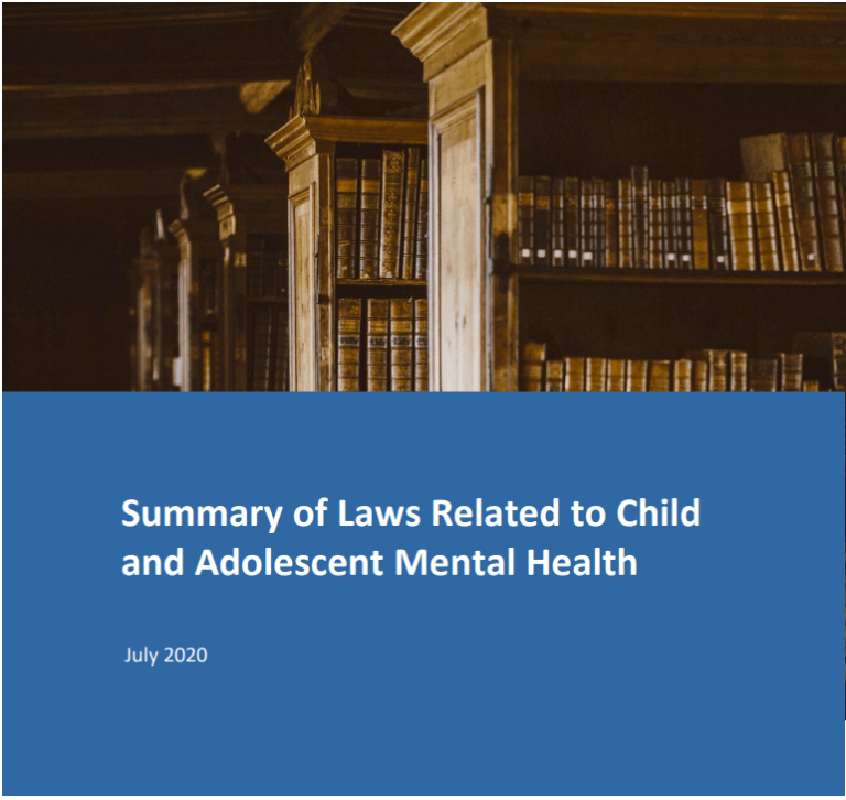 Summary of laws related to child and adolescent mental health report cover