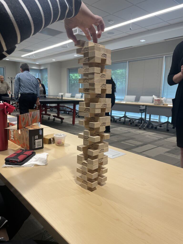 Epic Jenga game at the Data Governance Boot Camp