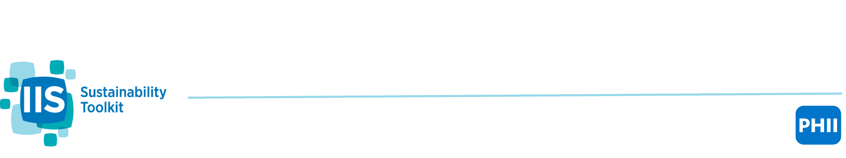 IIS Sustainability Toolkit with line leading to blue PHII logo